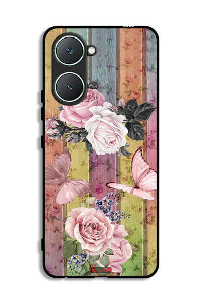 Tolwak Vivo Y03 4G Protective Case Cover Peach Butterflies And Roses
