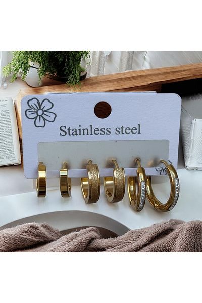 İNN JEWELLERY أقراط فولاذية مضادة للحساسية ومضادة للتلطيخ مع شكل فضي (ضمان المستورد لمدة عامين)