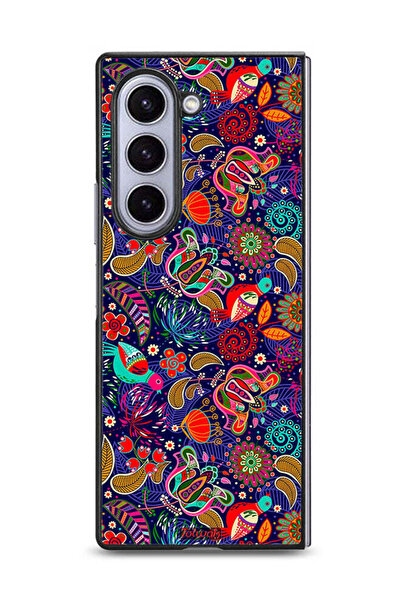 Tolwak غطاء حماية لهاتف سامسونج جالاكسي زد فولد 6 بنقشة طيور وأوراق زهور ملونة