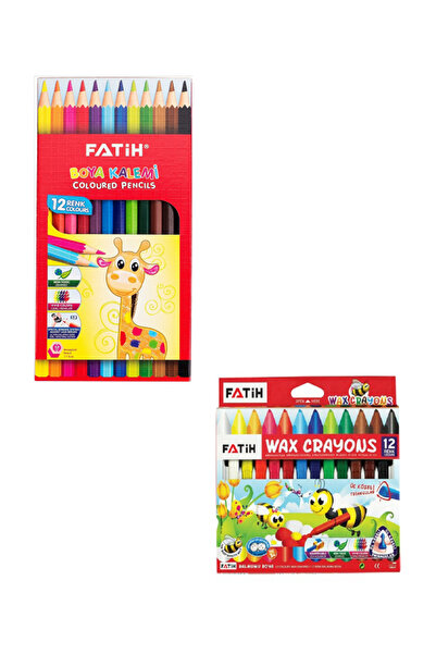 Fatih 12'Li Dry Crayons + Fatih 12'Li Jumbo Crayons / 24 Piece Set