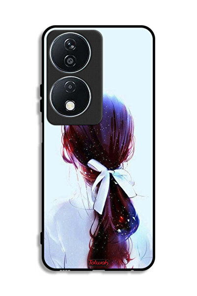 Tolwak غطاء حماية لهاتف Honor X7b 5G بتصميم ربطة شعر مع رباط شعر وفن فتاة