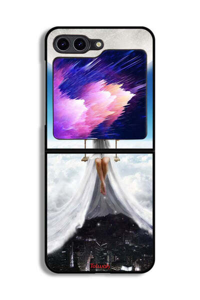 Tolwak غطاء حماية لهاتف Samsung Galaxy Z Flip6 بتصميم فن مدينة الغيوم القمرية