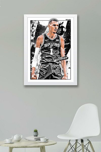 Saturn Victor Wembanyama Framed Painting - San Antonio Spurs Nba Poster Painting