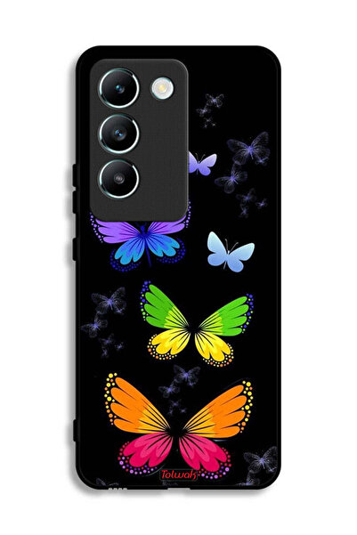 Tolwak غطاء حماية لهاتف Vivo V30 Lite 4G بنقشة فراشات ملونة