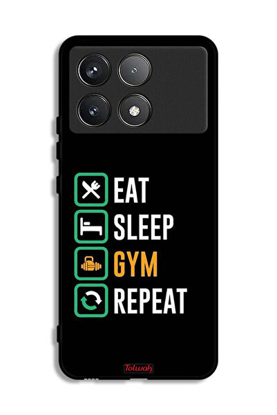 Tolwak Xiaomi Poco F6 Pro Protective Case Cover Eat Sleep Gym Repeat