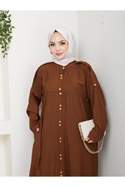 HARMAN BUTİK Women's Buttoned Strawberry Fabric Brown Double Suit