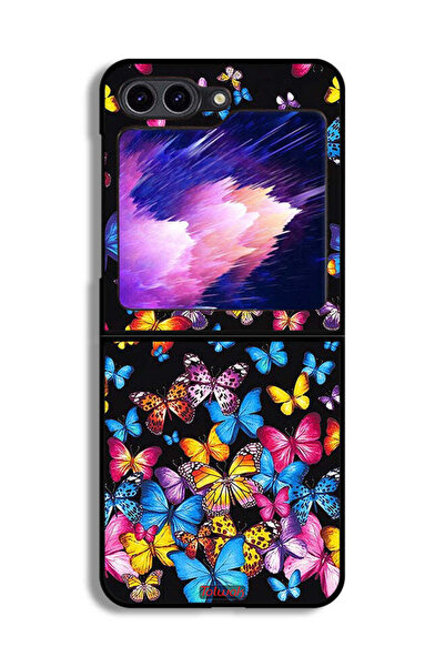 Tolwak غطاء حماية لهاتف Samsung Galaxy Z Flip6 بنقشة فراشات ملونة