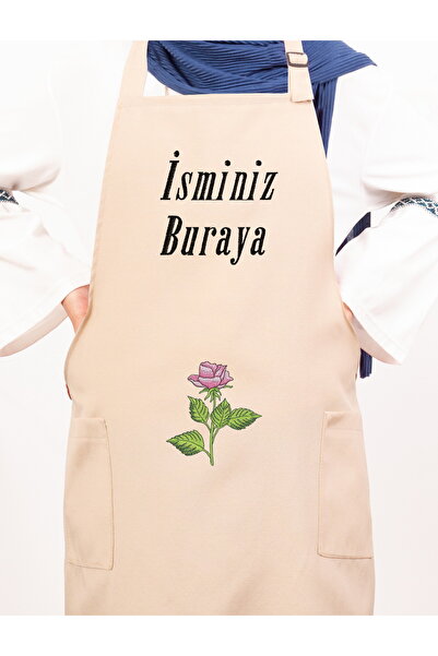 Artex Kişiye ve İsme Özel İsim Nakışlı Mutfak Kafe Chef Barista Garson Çiçekç...