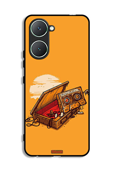 Tolwak غطاء حماية لهاتف Vivo Y03 4G بتصميم شريط كاسيت وشريط لاصق