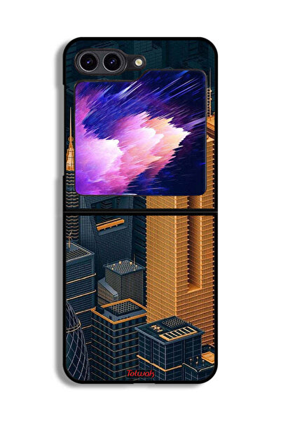 Tolwak غطاء حماية لهاتف Samsung Galaxy Z Flip6 برسومات مباني فنية