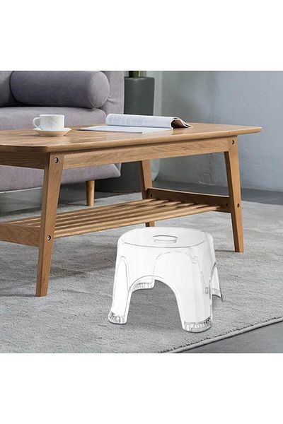 COOYA 4Pcs Clear Shower Foot Stool,Shower Stool Acrylic Stool, for Bathroom Bedside Small Shower Spaces