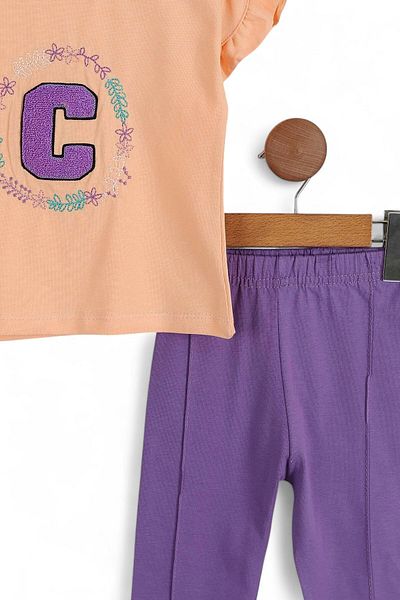 Ege Bebek Tight Mold! Girl's 4-11 Years Embroidered Detailled Summer Shorts Bottom Top Set