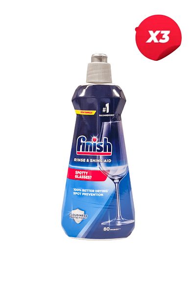 Finish Rinse & Shine Aid Dish detergent, 400 ml x3 PCS