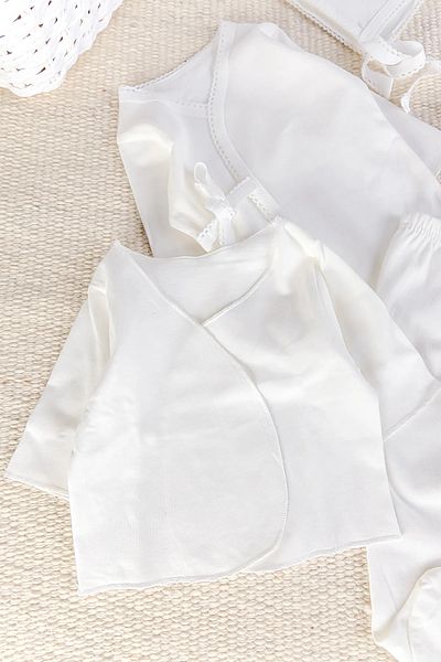 Babymod Natural 100% Cotton 5-Piece Baby Girl Boy Hospital Release Bodysuit Set Newborn Open Need Set