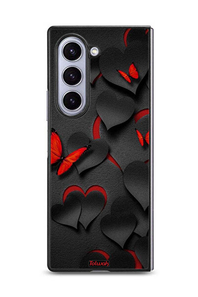 Tolwak غطاء حماية لهاتف سامسونج جالكسي زد فولد 6 بنقشة قلوب وفراشات