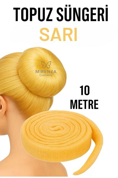 mirenza cosmetic Burete pentru coc galben 10 metri rolă model de păr plin Aparat pentru a face cocuri