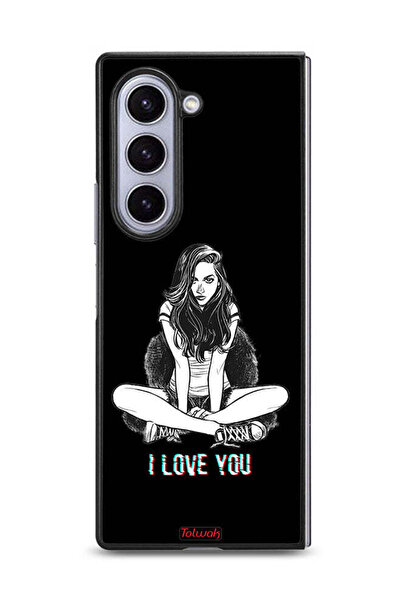Tolwak غطاء حماية لهاتف سامسونج جالاكسي زد فولد 6 - رسم "أحبك"