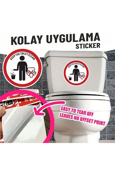 zafrakreklam Wc Toilet Warning Diversion Sticker Foil 12 Pieces 10 cm