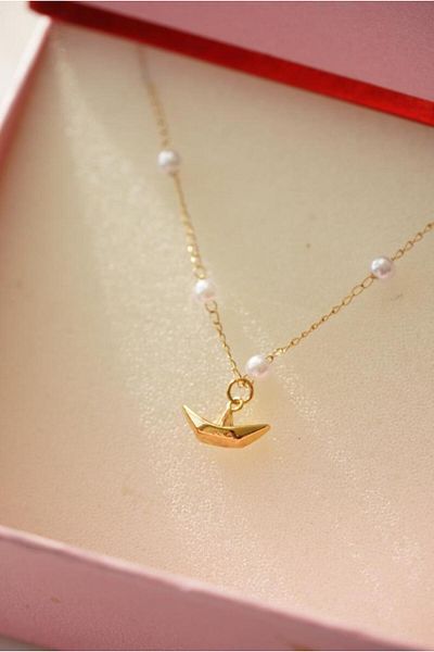 AŞIK ACCESSORIES Stainless Steel Pearl Sail Necklace