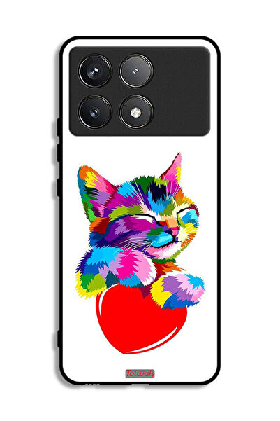 Tolwak Xiaomi Poco F6 Pro Protective Case Cover Colourful Kitten