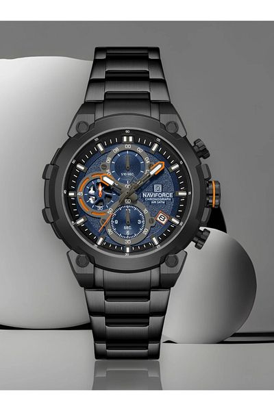 Naviforce Luxury Chronograph Wrist Watch for Men with Stainless Steel Strap Water Resistant Multi-Function