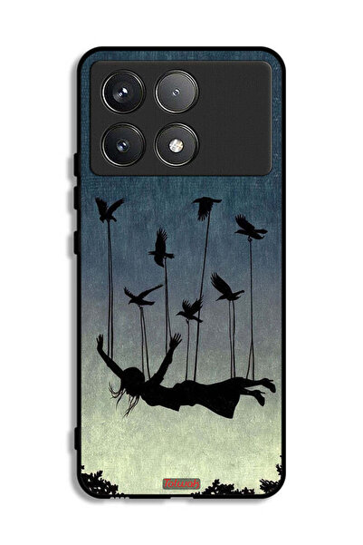 Tolwak Xiaomi Poco F6 Pro Protective Case Cover Birds Holding Fallen Girl