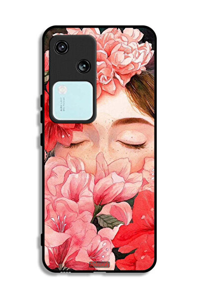 Tolwak غطاء حماية لهاتف Vivo S18 5G برسومات زهور ووجه فتاة مخفي