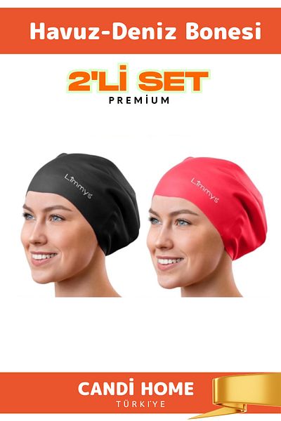 VARESSA New Generation Trend Waterproof Silicone Swimming Pool Sea Cap Swimming Cap Set of 2