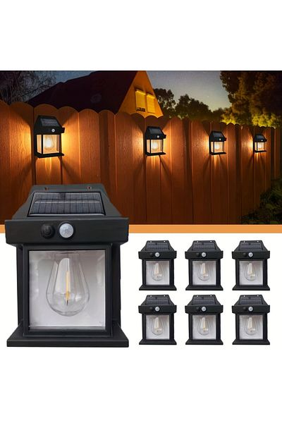 divendi-ro Set of 6 x Solar Wall Lamps 2W, 600LM, waterproof IP65, for garden or home, black