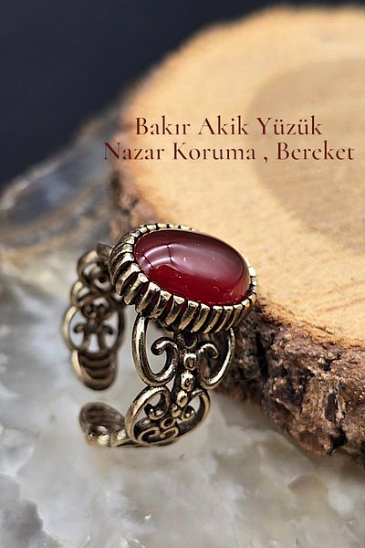 NBS Beautiful Naturel Stones Copper Pure Ring Adjustable Agate Stone Design Quality (Evil Eye) (Special Day, Gift)
