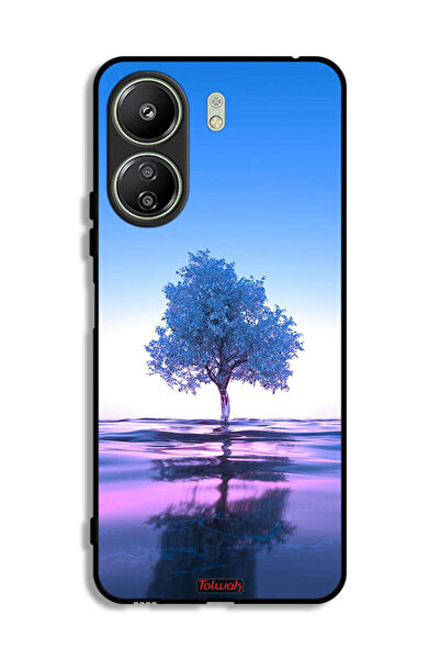 Tolwak غطاء حماية لهاتف شاومي ريدمي 13 سي، شجرة نيون، جسم مائي، انعكاس فني رقمي