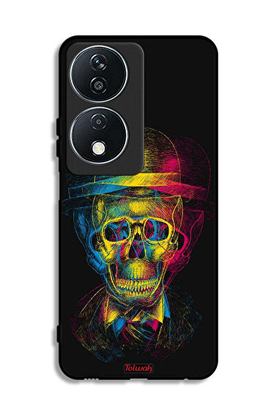 Tolwak غطاء حماية لهاتف Honor X7b 5G بتصميم جمجمة وقبعة ملونة وفن خيالي