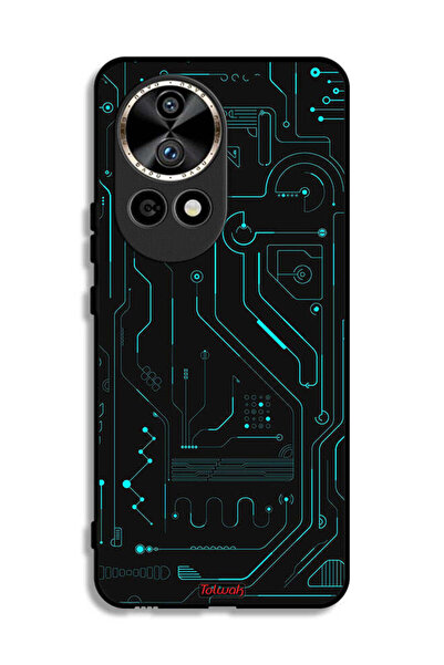 Tolwak غطاء حماية لهاتف هواوي نوفا 12 ألترا 5G، دوائر فنية رقمية، بساطة، شاشا...