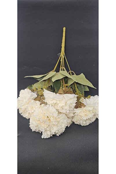 YASİMA Büyük Krem 7 Kafalı Karanfil Ev Dekor Saksı Süsü 42 Cm Boy Uzunluğu Çap Uzunluğu 11 Cm