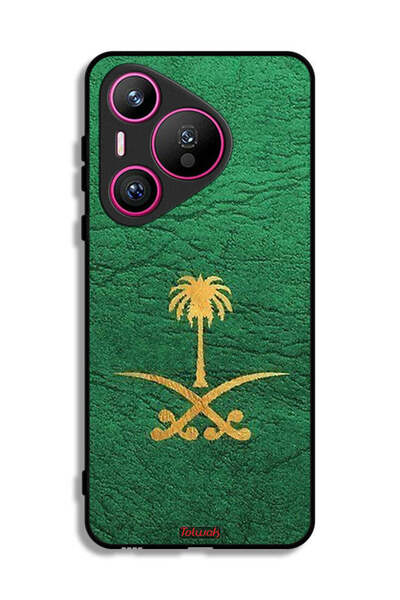 Tolwak غطاء حماية لهاتف هواوي بيورا 70 - علامة المملكة العربية السعودية - جلد