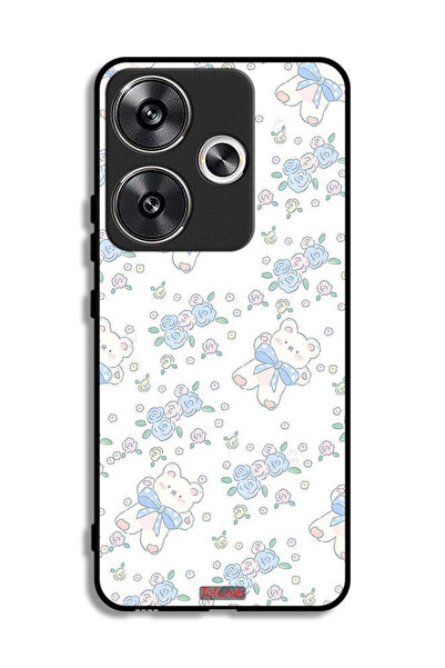 Tolwak غطاء حماية لهاتف Xiaomi Poco F6 5G مع أيقونة دب تيدي لطيف وزهور