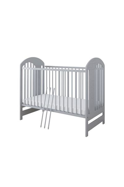 Nichiduta Patut din lemn pentru copii pana la 4 ani 124x66 cm cu sistem 3 bare detasabile Tymon Grey
