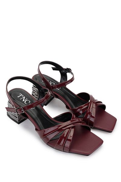 Tamer Tanca Women's Vegan Burgundy Patent Leather Heeled Shoes