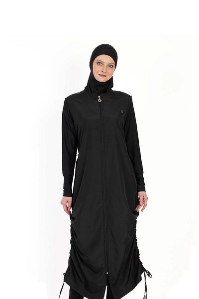 allsea Black Full Covered Hijab Swimsuit – Zippered C8T6N06