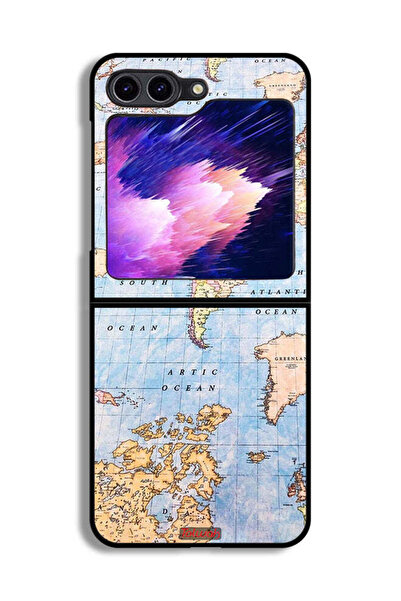 Tolwak غطاء حماية لهاتف Samsung Galaxy Z Flip6 - خريطة العالم