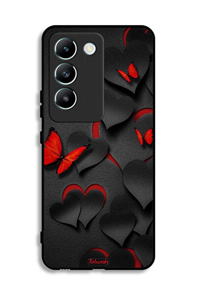 Tolwak غطاء حماية لهاتف Vivo V30 Lite 4G بنقشة قلوب وفراشات
