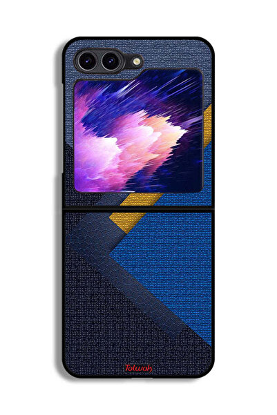 Tolwak غطاء حماية لهاتف Samsung Galaxy Z Flip6 بنقشة مثلثات جلدية