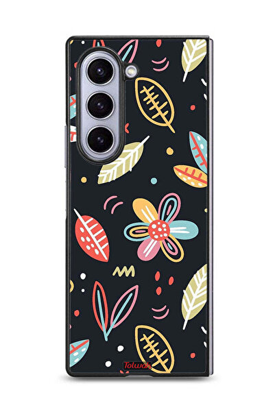 Tolwak غطاء حماية لهاتف سامسونج جالاكسي زد فولد 6 بتصميم زهور وأوراق فنية تجر...