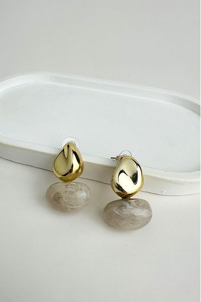 Modex Geometric Metal Detail Acrylic Ball Earrings (3cm)