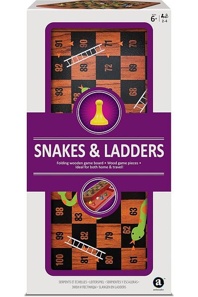 Merchant Ambassador Folding Wood Snakes & Ladders Set, Brown, Tg1903, L