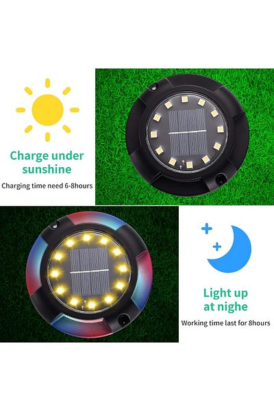 divendi-ro Set of 4 solar lights for garden, lawn, floor, driveway or wall with RGB LEDs, IP65