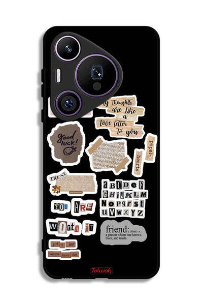 Tolwak غطاء حماية لهاتف هواوي بيورا 70 برو مع ملصقات عبارات الحظ السعيد