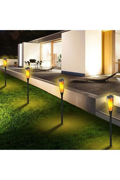 divendi-ro Solar Outdoor LED Outdoor LED Lamp, with Palpating Flame, 10 hours, ABS, IP65, 65cm/48cm, Black