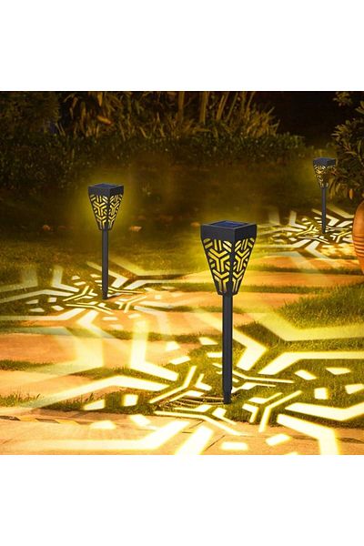divendi-ro Set of 4 decorative solar garden lamps, 2 in 1, suspended or recessed, black, with warm white light