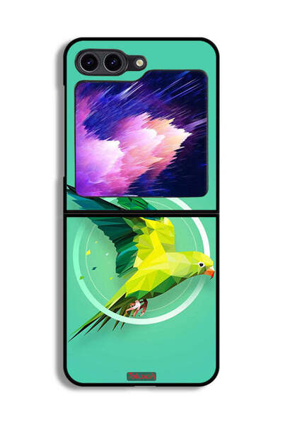 Tolwak غطاء حماية لهاتف سامسونج جالاكسي زد فليب 6 بتصميم ببغاء تجريدي